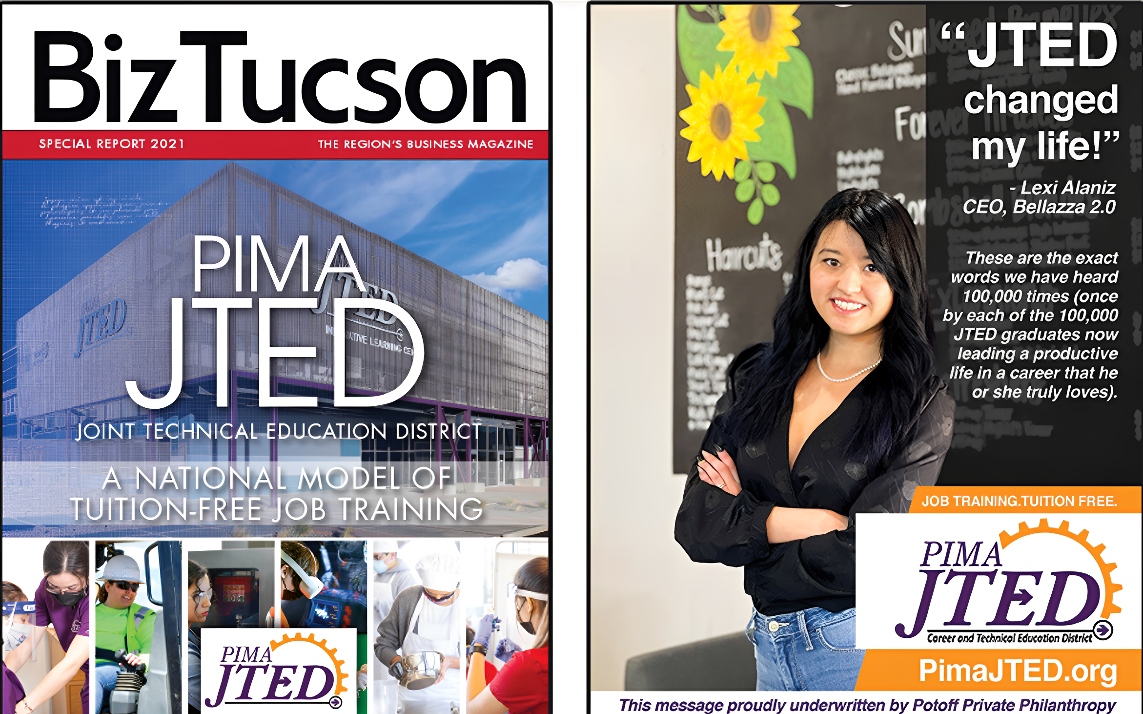 BizTucson cover featuring Pima JTED program.